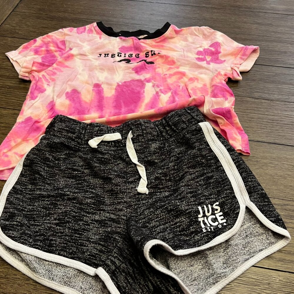 Girls Justice Matching Crop Shirt and Short Size Large